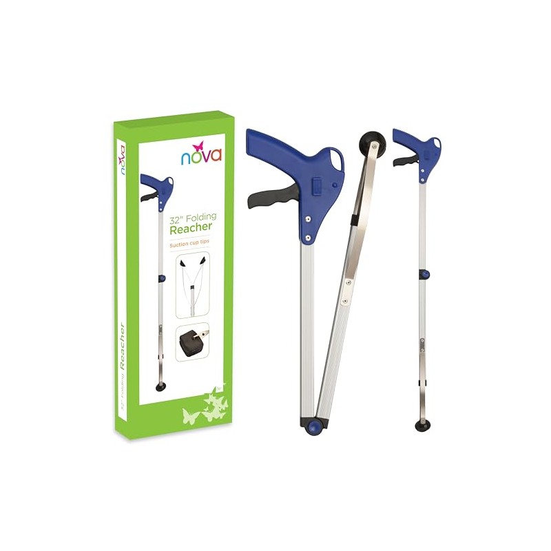 NOVA 32” Folding Reacher Grabber Tool – Lightweight Suction Grip