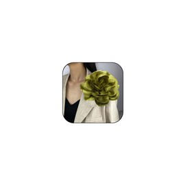 Dainty Satin Fabric Rose Flower Brooches Elegant Camellia Flower Large Brooch Lapel Pins Wedding Party Dance Banquet for Women Dress Suit Ceremony Clothes Accessories Jewelry (Grass green)