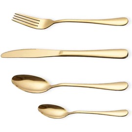 Vergoldetes Besteckset aus Edelstahl, 16-teiliges goldenes Besteckset, geeignet für 4 Personen. (Gold)…