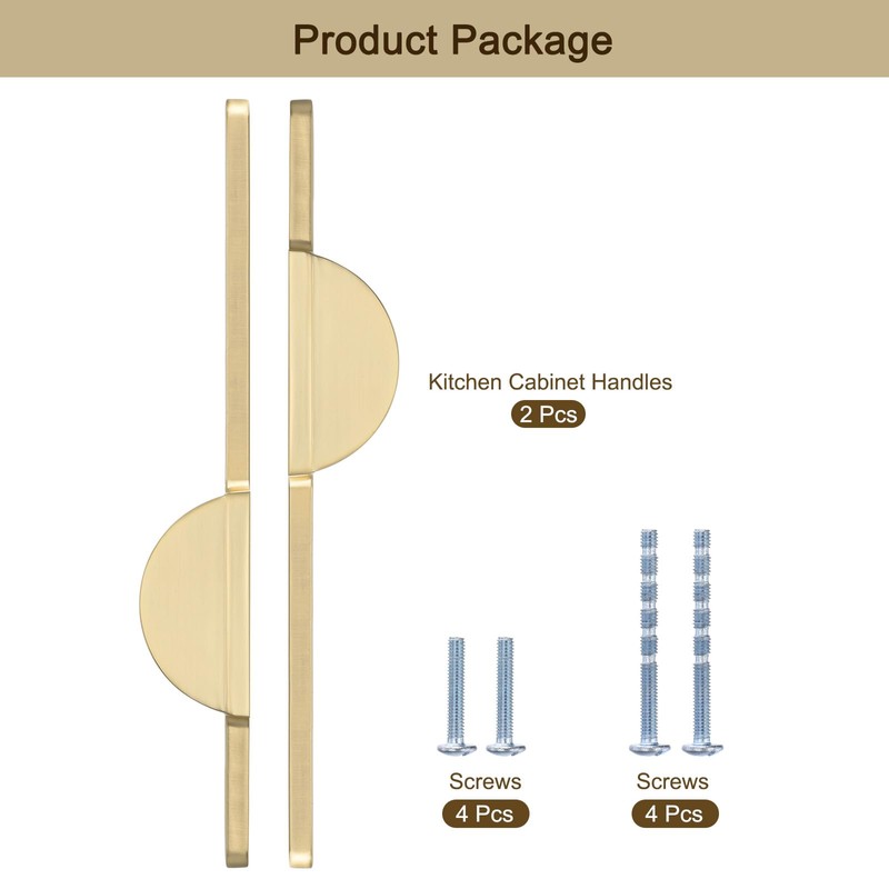 sourcing map 2 Pack Brushed Gold Cupboard Pulls, Semicircle Kitchen