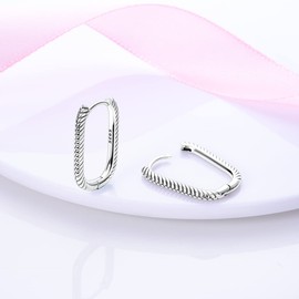 NARMO U-shaped Hoop Earrings for Women 925 Sterling Silver Serpentine Stripe Hoop Earrings Simple U Shaped Earrings