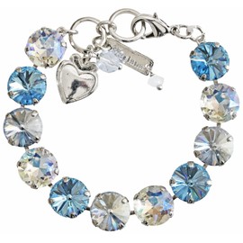 Mariana Rhodium Plated Italian Ice Classic Large Round Rivoli Cut Ultra Sparkly Statement Crystal Bracelet, Blue Moonlight 4474R 141ro