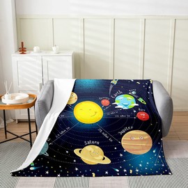 Erosebridal Solar System Blanket for Kids Boys Girls,Outer Space Throw Blanket Baby 30x40,Galaxy Theme Planet Fleece Blanket,Starry Sky Cosmic Glitter Stars Flannel Blanket Home Room Decor