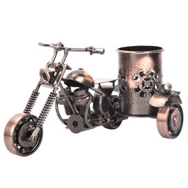 Oumefar Motorcycle Model Pencil Pot Container Pen Holder Bottle Holder Motorcycle Retro Pen Holder for Home Office Desktop Decoration