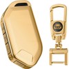 QfungYe for Kia Key Fob Cover with Keychain.No Screws Required for Installation. Compatible with 2023 2024 2025 Telluride EV5 Sorento K4 K5 GT-Line Remote Smart Key Fob (Gold, Model-2)
