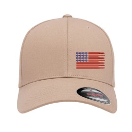 Flexfit American Gun Flag Flex Fit Hat Pro 2A Cap Dad's Best Bday Gift - L/XL, Khaki