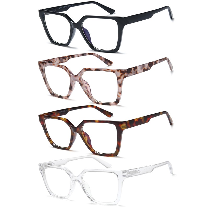 EYEURL 4 Pack Fashion Oversized Reading Glasses for Women Men