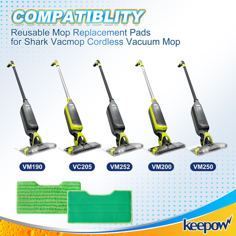 KEEPOW Reusable Vacmop Replacement Pads Compatible with Shark Vac Mop