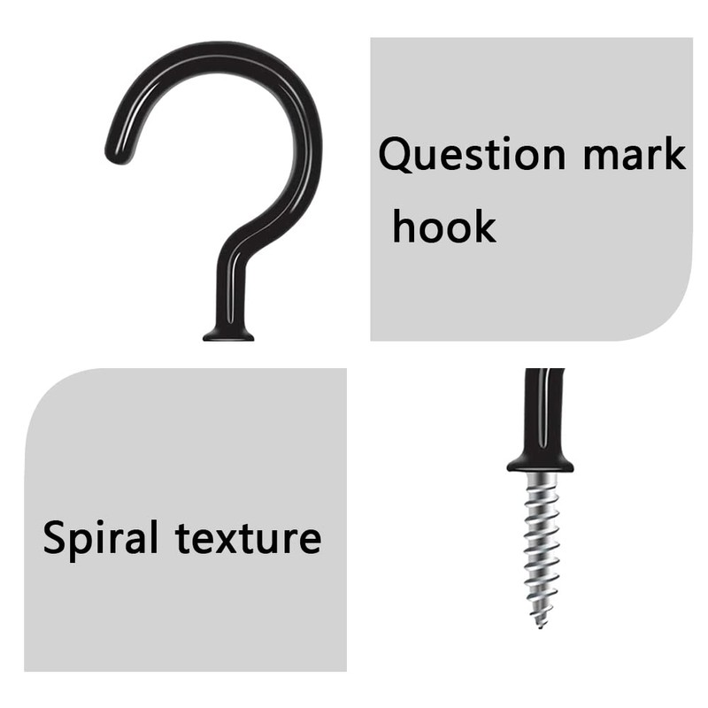 xiaozhenjida 30 Pcs Black Vinyl Coated Hook Hooks Question Mark