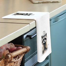 shiviody Raccoon Gifts Kitchen Towels - Funny Bathroom Decor Dish Towels, Cute Animal Gifts for Women, Modern Kid's Room Decorative Absorbent Dishcloths Hand Towels for Bathroom Decor 16x24 Inches