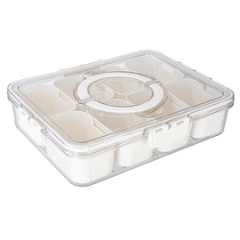 cutecool Snack Box with 8 Compartments, BPA-Free Snack Bowl with Lid and Handle, Snack Plate for Picnics, Family Celebrations and Travel (1)