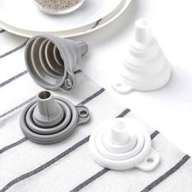 Misitifi collapsible Funnel, Set of 2, Flexible Silicone Foldable Kitchen Funnel for Liquid/Powder Transfer Hopper Food Grade Silicone Funnel