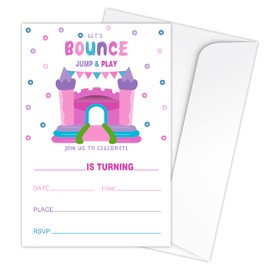 Zodvery Jump Birthday Party Invitations Cards - Let's Bounce House Party Supplies for Kids, Boys or Girls - 20 Fill in Birthday Party Invitations and 20 Envelopes set/34