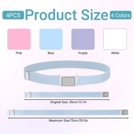 LXUEJIE 4 Pieces Toddler Boy Belt, 4 Colors Elastic Adjustable Stretch Belt with Silver Square Buckle for Toddlers Girls