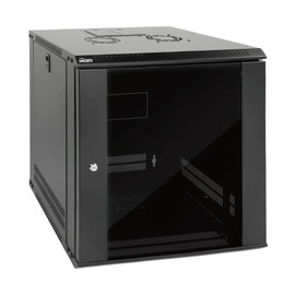 Tecmojo 12U Wall Mount Server Cabinet IT Network Rack Enclosure Lockable Door and Side Panels Black,Cooling Fan,Glass Door,17.7inch Depth,for 19” IT Equipment,A/V Devices