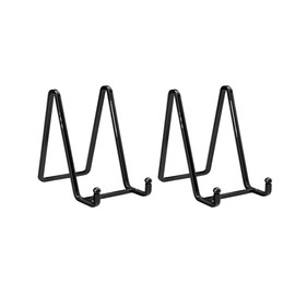 TopHomer 2 x Black Metal Plate Stand 4" Picture Stand Plate Holder Display Stand Picture Frame Stand for Pictures | Photo, Decorative Plates, Bowl