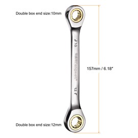 HARFINGTON Double Box End Ratcheting Wrench Spanner, 10X12mm 72 Teeth 12 Point Cr-V Metric Ratchet Wrench Gear Spanner Tool for Repair Assembly