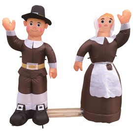 Air Blown Inflatable 4' Thanksgiving Pilgrim Amish Man and Woman Yard Decoration