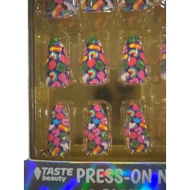 Taste Beauty LUCKY CHARMS Cereal 18 Press-On Nails Cereal Medium Almond Glossy