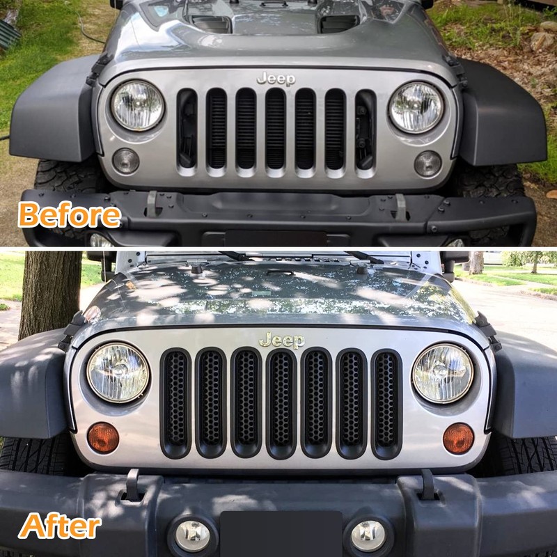 7PCS Front Grill Mesh Inserts for Jeep Wrangler JK JKU