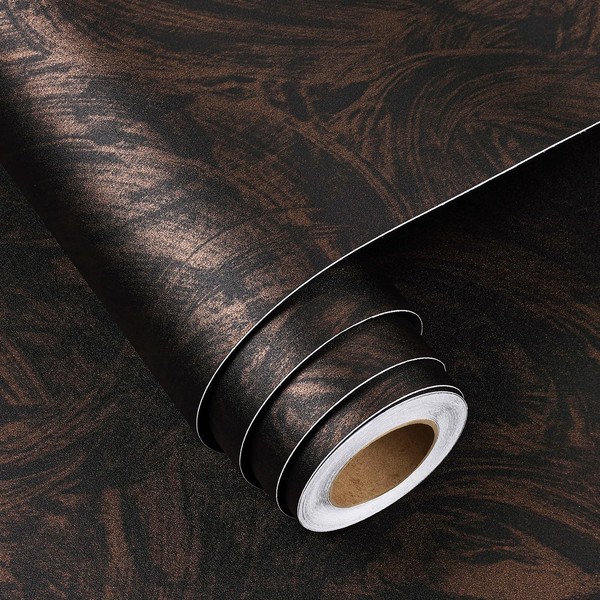 FunStick Bronze Black Concrete Wallpaper Peel and Stick Textured Metallic