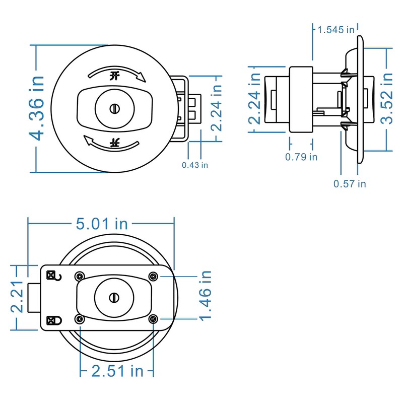 RV Toilet Bathroom Door Lock with 2 Key for Caravan