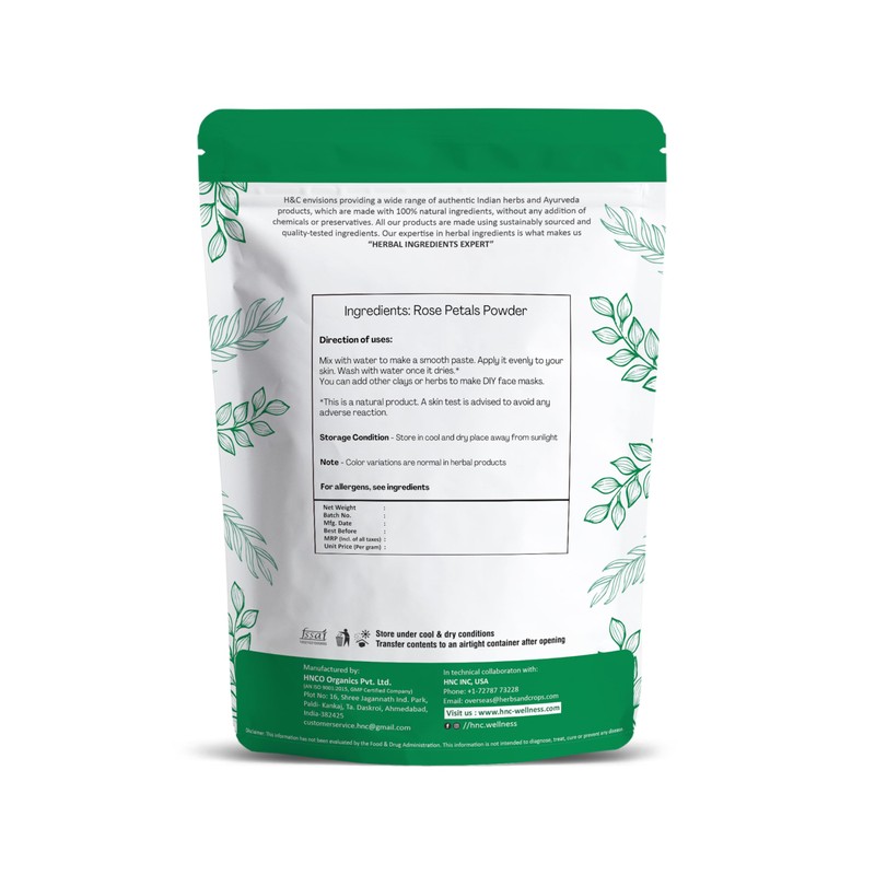 H&C 100% Pure Rose Petals Powder (Rosa Centifolia) for Facial
