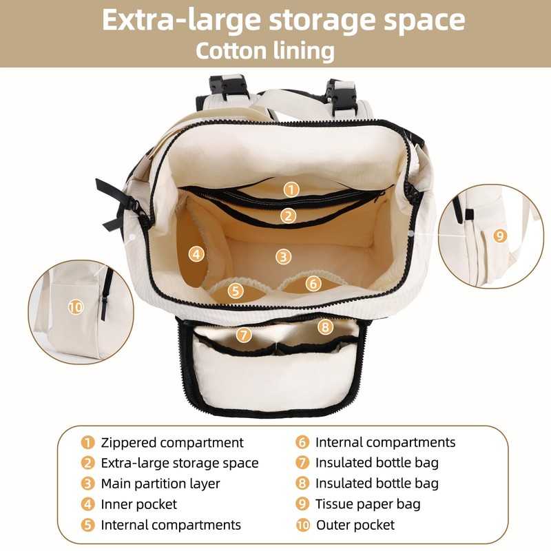 vosmles Diaper Bag Backpack with Changing Pad, Wet Dry Bag,
