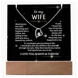 Momavo Jewelry To My Wife - Meeting you was fate ,Acrylic Plaque Gift , Acrylic Keepsake Gifts for Wife, Plaque Gift, Decorative Gift , Forever love necklace,Women Gift, Meaningful gift Melt Her Heart (14k White Gold Finish)