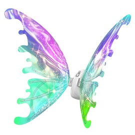Kisangel Electrical Butterfly Wings Moving Fairy Wings Glowing Shiny Transparent Princess Wings for Birthday Wedding Dress up Cosplay