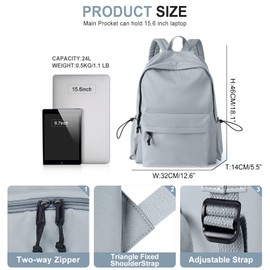 WEPOET - Mochila de escuela media para adolescentes, linda mochila universitaria para mujeres, bolsa de escuela secundaria, mochila de viaje casual, bolsa de libros, a2-Azul, Large, Mochila simple