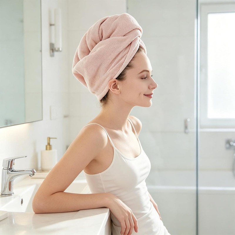 Turbante de cabello de secado rápido con microfibra absorbente para
