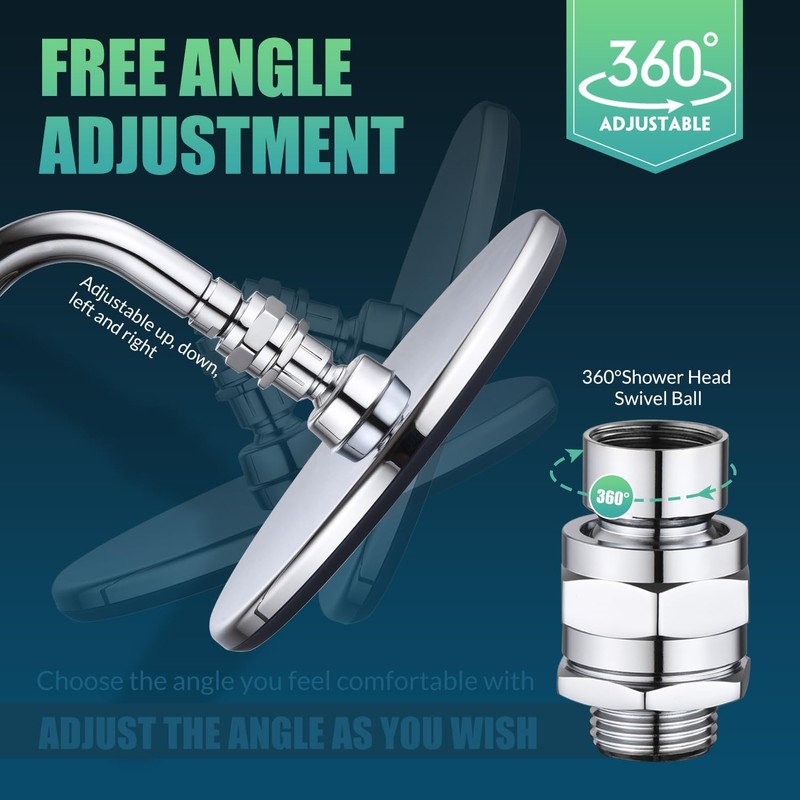 Shower Head Swivel Ball Adapter - Solid Brass Adjustable Shower