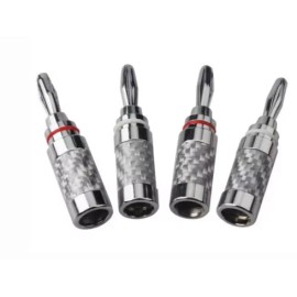 Speaker Terminal Banana Plug Connector With Screw Consumer Electronics Bananas Conector Audio Jack Rhodium Plated Carbon Fibercolor: Silver, plug type: Universal