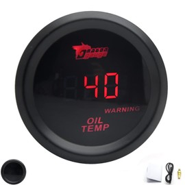 Tiny Force 2" 52mm Red Digital LED Light Oil Temperature Gauge with Sensor Fahrenheit 104-302F