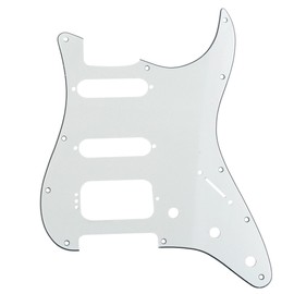 Musiclily Pro 11-Hole Round Corner HSS Guitar Strat Pickguard for USA/Mexican Stratocaster 4-screw Humbucking Mounting Open Pickup, 3Ply Aged White
