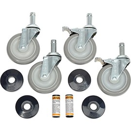 Nexel Polyurethane Wheel Swivel Casters (Set of 4), 2 with Brakes, 5" Diameter, 1¼" Thick