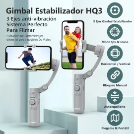 Axnen Gimbal Estabilizador para Celular Axnen Hq3 3 Ejes Plegable Color Gris