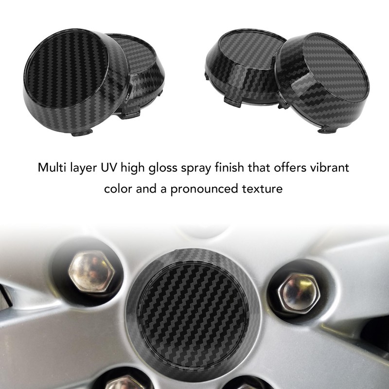 4 Pcs 60mm Wheel Center Caps Carbon Fiber Style Tyre