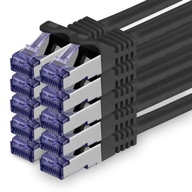 1aTTack.de 10x 0.25 M CAT7 Netzwerkkabel - 10 Gigabit - RJ45 Patchkabel Ethernet Kabel (SFTP PIMF LSZH CU) - für DSL LAN Switch Modem Router Patchpanel CAT7 CAT6 CAT5 - schwarz
