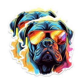 (2 Pack) Cane Corso Dog Stickers - Cane Corso with Sunglasses - Choose FromOver 100 Dog Breeds - 5 Inches On Longest Side - Premium Vinyl - Made in USA - BMCS0332