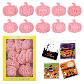 ANZOBEN ハロウィン クッキーの型 クッキー 型 10個セット クッキー 型抜き カボチャ ハロウィン ラッピング 袋 20枚入れ かぼちゃ パンプキン 製菓用品 キッチン お菓子作り お弁当 製菓 DIY手作り 誕生日プレゼント 贈り物 子供