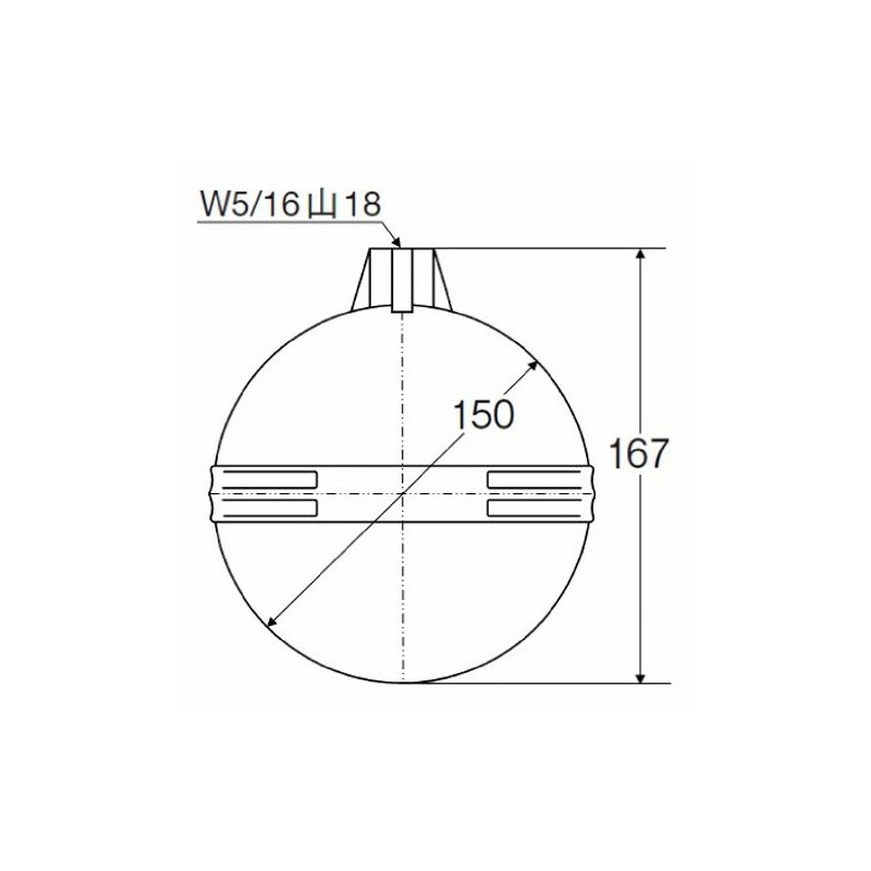 SANEI V41-84-150 Ball Taps for Toilets, Poly Ball, Diameter 5.9