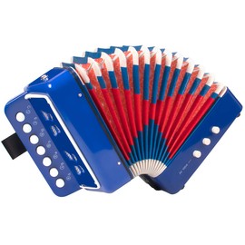 Horse Kids Accordion, 10 Keys Button Control Kid Accordions Musical Instruments for Child Children Toddlers Beginners Accordian Lightweight 7 key 3 Bass Mini Acordeón Toy Acordeones Para Miños Blue