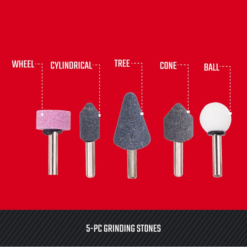 CRAFTSMAN 5-Piece Grinding Stones, 1/4-Inch Shank, 25,000 RPM, for Angle