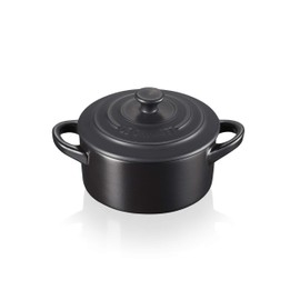 Le Creuset Stoneware Petite Round Casserole, 0.25 L, Matte Black, 71901100000100