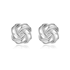 Hypoallergenic Silver Love Knot Stud Earrings for Women, Sterling Silver