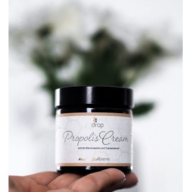 bedrop Propolis Cream bei Akne, Neurodermitis, Schuppen (hochdosierte Salbe) - 60g Propolis Creme mit Bienenwachs & Traubenkernöl (60g)