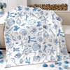 Breling Coastal Ocean Beach Throw Flannel Blanket Blue Seashells Cozy