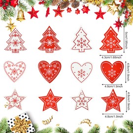 QINERSAW Pack of 120 Christmas Tree Pendants, Wooden Christmas Tree Pendants, Christmas Tree Decoration, Wooden Christmas Tree Decoration, Christmas Tree Decoration, Wooden Christmas Tree Decorations